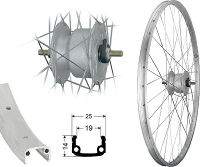 Produktbild von 28 Zoll Aluminium Vorderrad Nabendynamo 19-622 Laufrad Felgenbremse 6V 3Watt