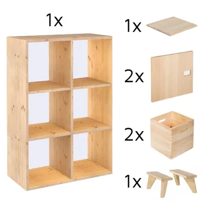 Produktbild von Astigarraga Kit Line Standregal Dinamic Regal-Set "Allrounder"; Würfelregal; Vollholz, 8-tlg.