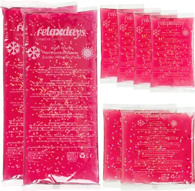 Image de Coussins rafraîchissants Relaxdays, lot de 8, 3 tailles, compresses chaudes et froides, packs rafraîchissants en gel, compresses rafraîchissantes en gel réutilisables, rose