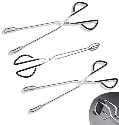 Image de set de 3 longues pinces à cisailler BBQ - Pince à griller [longueur-30cm] - universelle Pince de cuisine BBQ polyvalente Pince à viande stable résistante à la chaleur Pince à saucisses antidérapante Pince de service Gourmet Pince à pâtisserie