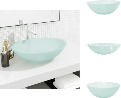 Obrázek produktu pro vidaXL Skleněné umyvadlo 50x37x14 cm matné - Koupelnové umyvadlo