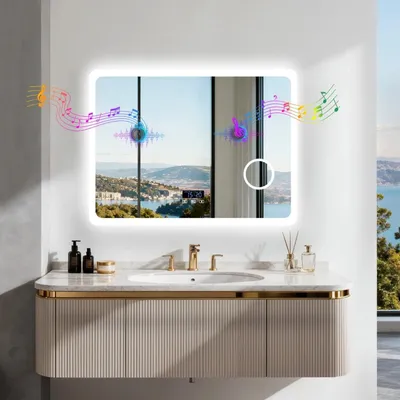 Image de Miroir de salle de bain LED - Miroir - Miroir de maquillage - Miroir éclairé - Miroir pour salle de bain - 80x60 cm