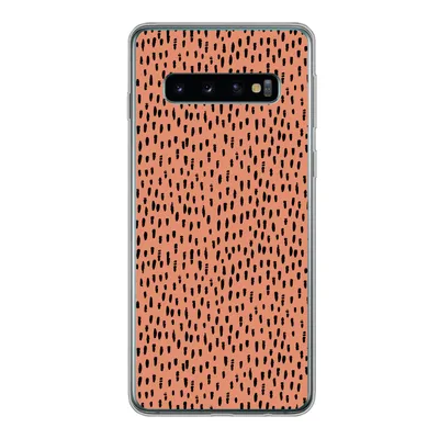 Produktbild von MuchoWow® Handyhülle Schutzhülle Hülle für Samsung Galaxy S10 Polka dots - Schwarz - Orange Silikon Softcase Handy Hülle - Handytasche