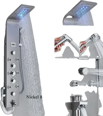 Produktbild von Duschpaneel, LED-Lichtfunktion, Dreifachbedienung, Bürstet 8009