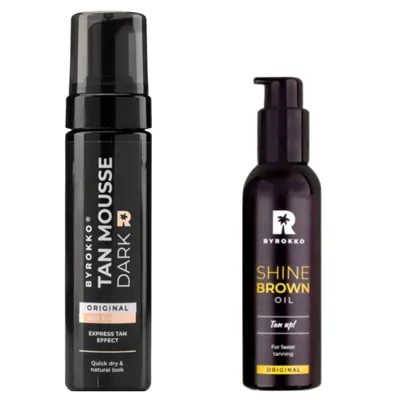 Produktbild von Set Byrokko Tan Mousse Dark + Shine Brown Oil