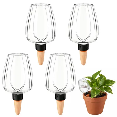Bewässerungskugeln 4er-Set, 350 ml, orange, automatische Pflanzenbewässerung