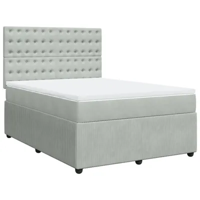 Produktbild von Boxspringbett mit Matratze Hellgrau 140x200 cm Samt