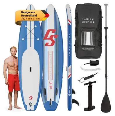 Zdjęcie produktu dla Capital Sports Lanikai Cruiser 10.8, nadmuchiwana deska do paddleboardingu, zestaw z deską SUP, 330 × 77 × 15