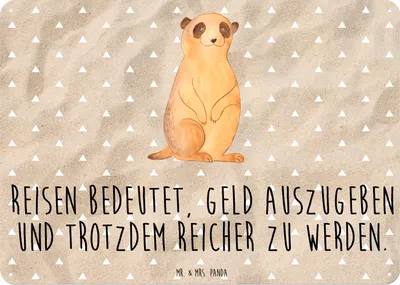 Produktbild von Mr. & Mrs. Panda Schild Erdmännchen DIN A6 - Sandig - Geschenk, Afrika, Magnetschild, Türschild, Wandbild, Reisen, Spruch, Roadtrip, Traveling, tafel, Blechschild