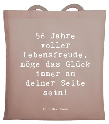 Produktbild von Mr. & Mrs. Panda Einkaufstasche Spruch 56. Geburtstag - Braun Pastell - Geschenk, besonderer Anlass, Shopping Tasche, Tote Bag, Meilenstein, Geburtstagsgeschenk, totebag