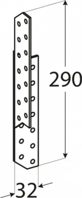 Produktbild von Sparrenpfettenanker 32x290x2,0mm LK8 rechts Winkelverbinder Pfettenanker Lochplattenwinkel