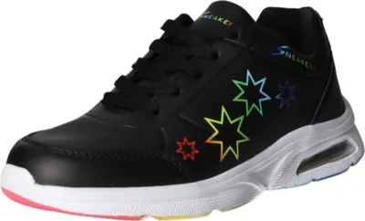 Produktbild von Sneakers Kinder-Mädchen-Sneaker Stern-Muster Schwarz-Mehrfarbig, Farbe:schwarz, EU Größe:34