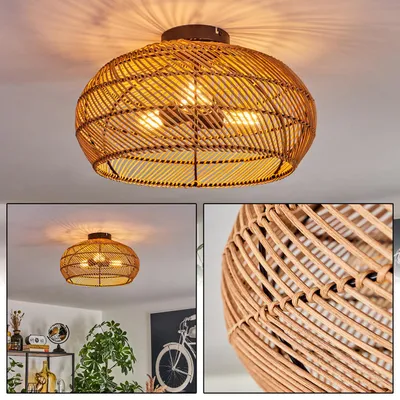 Produktbild von Decollatura moderne Deckenlampe aus Metall/Bambus/Holz in Schwarz/Natur