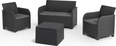 Immagine prodotto di Dmora set Salotto da Esterno Barrhead Nero Antracite, 3 Posti Lavabile