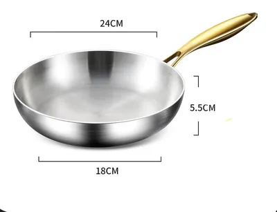 Produktbild von Edelstahl 316 Wok-Pfanne unbeschichtet Induktion und Gas Ø24cm