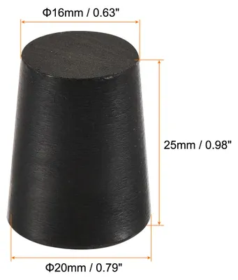 Produktbild von 5Stš¹ck Konische Gummikappe 16mm zu 20mm fš¹r Labor Zuhause Schwarz