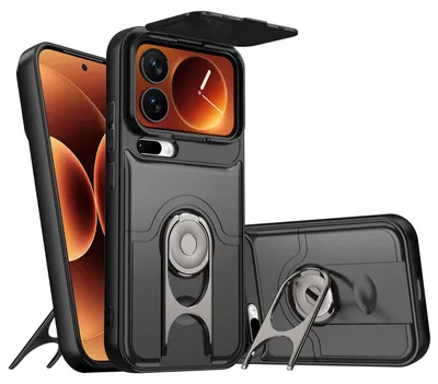 Obrázek produktu pro Pouzdro pro Xiaomi 17 Pro, Posuvným krytem fotoaparátu a kroužkovým stojánkem, nárazuvzdorné ochranné pouzdro Černá