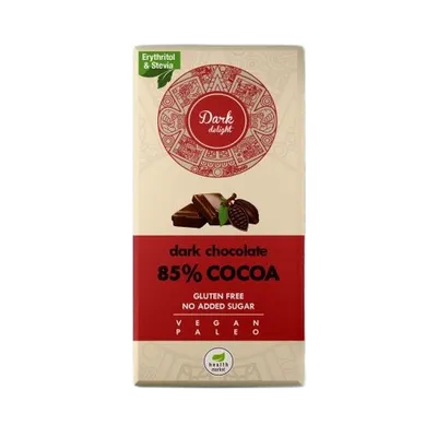 Produktbild von Dark Delight Tafel Edelbitter Schokolade 85% Kakao / ohne Zuckerzusatz / vegan / glutenfrei / paleo