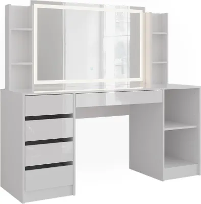 Produktbild von Vicco Schminktisch Sherry, 158.2 cm 4 Teile, Weiß/Weiß Hochglanz