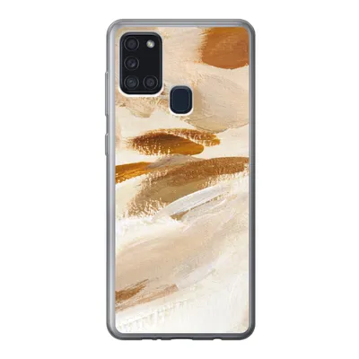 Produktbild von MuchoWow® Handyhülle Schutzhülle Hülle für Samsung Galaxy A21s Farbe - Beige - Weiß Silikon Softcase Handy Hülle - Hartschale