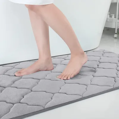 Immagine prodotto di Tappetino da bagno in memory foam antiscivolo, 60 x 90 cm, grigio, morbido, assorbente e lavabile
