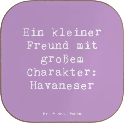Produktbild von Mr. & Mrs. Panda Tassenuntersetzer Spruch Havaneser Freund - Lavendeltraum - Geschenk, Hunderassen, Erziehung, Tischuntersetzer, loyal, Tassen Untersetzer, Tischschoner
