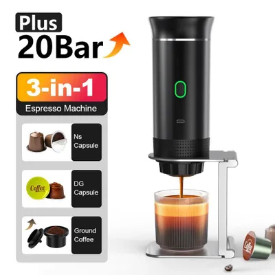 Productafbeelding van Bezdrtov espressomachine Planet Tech 3-in-1, 20 bar, compatibel met Nespresso- en Dolce Gusto-capsules en gemalen koffie, zwart