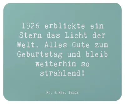 Produktbild von Mr. & Mrs. Panda Mousepad Spruch 1926 Geburtstag Stern - Meeresbrise - Geschenk, laptop, Alter, inspirierend, Happy Birthday, Mauspad, Geburtstagsgeschenk, Mouse Pad