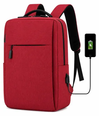 Obrázek produktu pro Voděodolný batoh na notebook 15,6" s USB portem - červený | Městský uni batoh