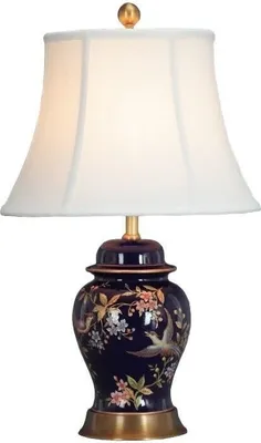 Obrázek produktu pro Fine Asianliving Čínská stolní lampa porcelánová se stínítkem E27 Orientální stolní lampa keramická noční lampičky ložnice obývací pokoj