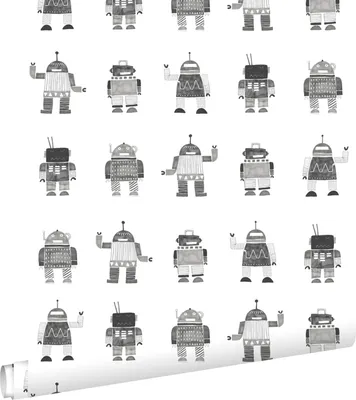 Obrázek produktu pro ESTAhome tapeta kreslená vintage hračka robot černobílá 53 cm x 10,05 m