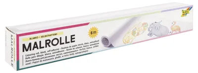 Produktbild von folia 83900 - Malrolle blanko weiß, 1 Rolle ca. 30 cm x 6 m, selbsthaftend und w