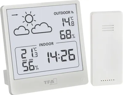 Produktbild von TFA 35.1176 Funk-Wetterstation Cleo Wettervorhersage mit Symbolen Außensensor Quarzuhr 433 MHz Min-Max : ohne Batterien