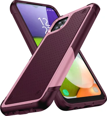 Produktbild von Für Samsung Galaxy A22 5G Hülle Militärqualität Stoßfest Hybrid 2 in 1 Hart PC Weich TPU Handyhülle Pink Rot
