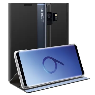 Obrázek produktu pro Galaxy S9 Pouzdro, Slim Flip Kožené Pouzdro s Okénkem a Stojánkem pro Samsung Galaxy S9 černé