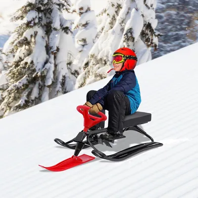 Produktbild von Snowracer - Kinderschlitten - 114×50×38 cm - Stahlrahmen - Bis 100 kg - Für 3–15 Jahre - Rot