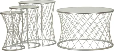 Image de Cabiaglio - Table basse, 70x70x55h cm Argent, set de 4 tables