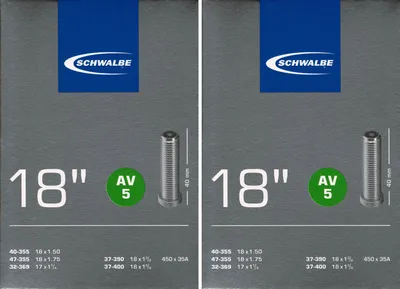 Produktbild von 2x Schwalbe AV 5 Schlauch 18" 40/47-355 Autoventil 40mm AV5 32-369 37-390 37-400