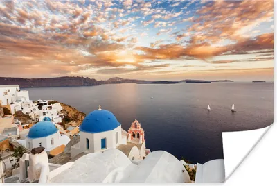 Produktbild von MuchoWow® Poster Sonnenaufgang über dem Wasser in Oia Griechenland 60x40 cm - Schlafzimmerdekoration