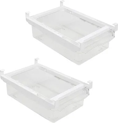 Produktbild von Kühlregal, 2 Stück, transparente Kunststoffbehälter für frische Lebensmittel, Kühlregalbehälter, Gemüse und Obst, Kühlregallade