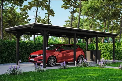 Produktbild von Einzelcarport SKAN HOLZ Emsland inkl. Pfostenanker 354 x 846 cm anthrazit