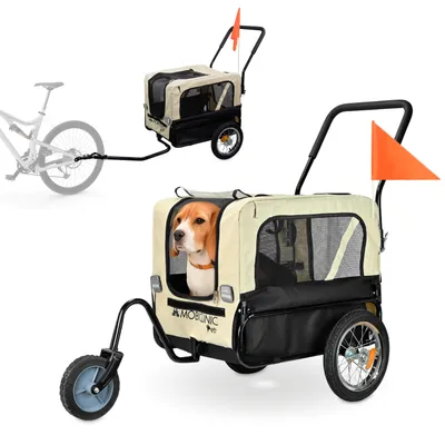 Produktbild von Mobiclinic Hundeanhänger 2-in-1 Transporttrolley multifunktional Wasserdichte Abdeckung 40Kg 600D Oxford 110x54x94 cm Bark