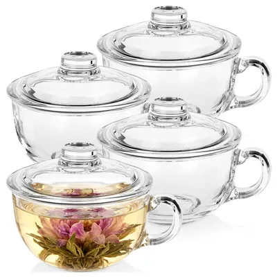 Immagine prodotto di Vilde | Set da 4 tazze 520 ml con coperchio - Vetro trasparente