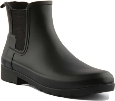 Produktbild von Hunter Orig al Frauen Raff ierte Schlank Fit Vegane Chelsea Stiefel Schwarz – 3 Großbritannien - 36 EU - 5 US / Schwarz