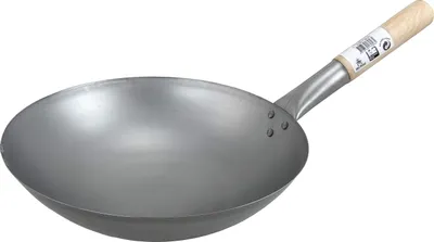 Produktbild von Wok-Pfanne aus Kohlenstoffstahl - 30 cm - Mit Holzgriff