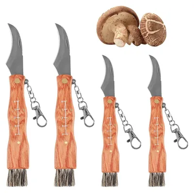 Produktbild von 4er Set Pilzmesser mit Bürste, Edelstahl, 21cm & 16.5cm