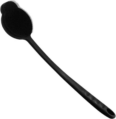 Produktbild von Famanu Duschbürste mit langem Griff - schwarze Silikon Körperbürste