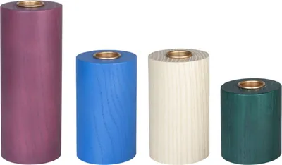 Image de HUBSCH bougeoirs étroits en bois coloré 4 pièces décoratives