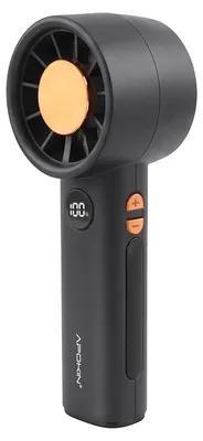 Obrázek produktu pro Apokin, přenosný ventilátor s 100 stupni, dobíjecí přes USB-C, s LED displejem a poutkem na ruku, černý
