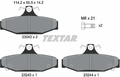 Produktbild von Textar Bremsbeläge hinten für Daewoo Ssangyong Korando Musso Rexton
